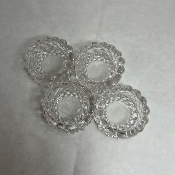 Vintage Cut Glass Open Salt Cellars Individual Salt Dip Dishes 1.5” Set of 4 - Picture 4 of 6
